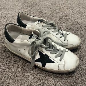 Golden Goose White & Black Glitter Superstar Sneakers